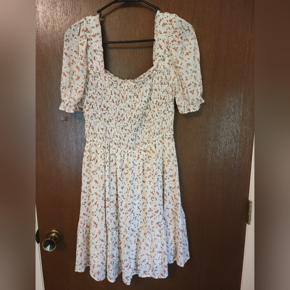 Mine white pattern milkmaid dress